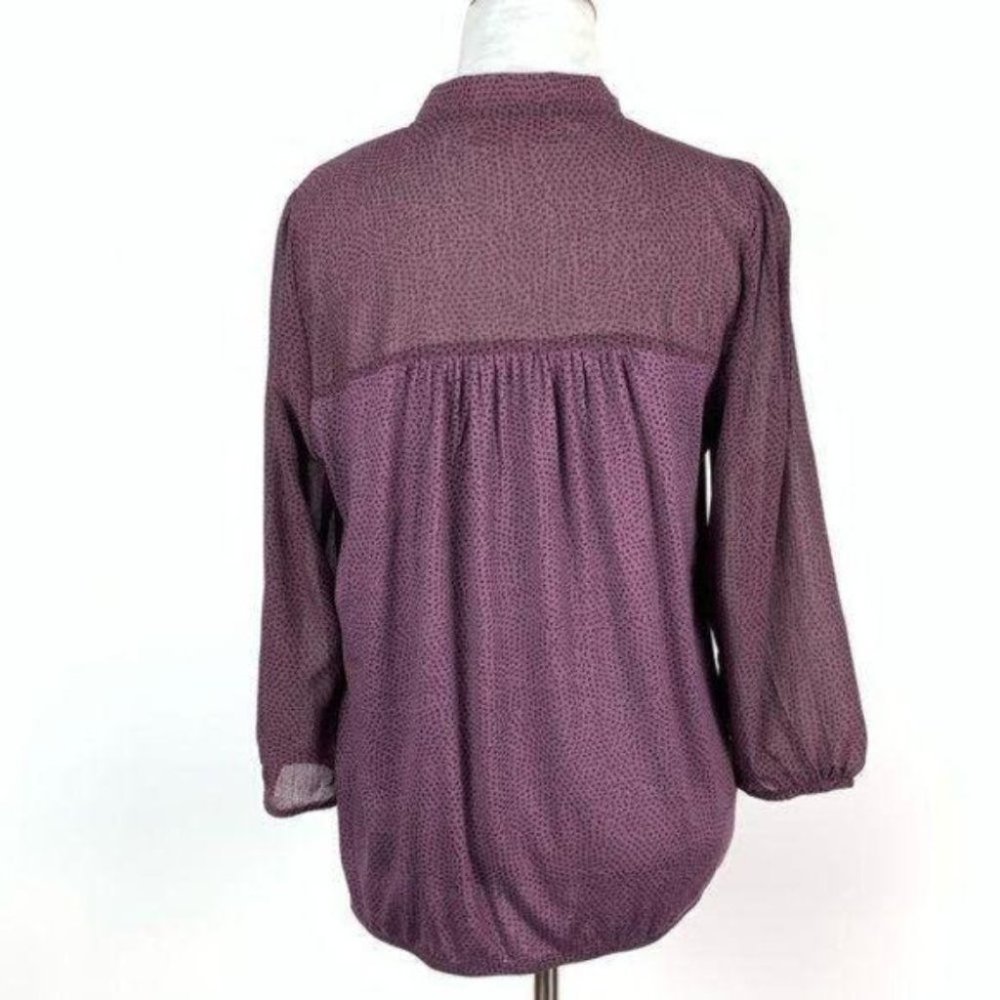 Ann Taylor loft top S pussy-bow half button blouse - Picture 4 of 8